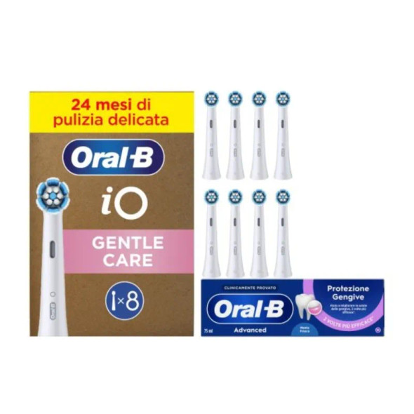 Oral-B iO Power Refill Gentle Clean White Testine di Ricambio Confezione 8 Pezzi