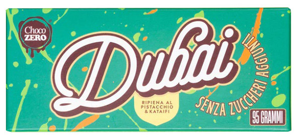 Choco Zero - Tavoletta Cioccolato Dubai Chocolate Senza Zuccheri Aggiunti Confezione 95 Gr (Scadenza Prodotto 05/2026)