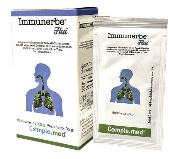 Comple Med - Immunerbe Flui Integratore Fluidificante Benessere Vie Respiratorie Confezione 10 Bustine 