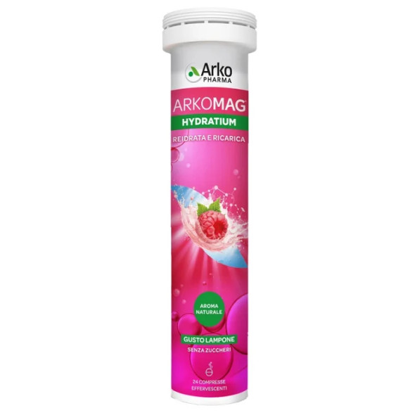 Arkopharma Arkomag Hydratum Lampone Integratore Stanchezza e Affaticamento Confezione 24 Compresse Effervescenti