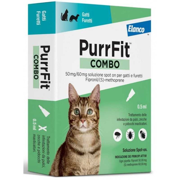 Purr Fit - Combo Anti Parassitario Spot On Per Gatti e Furetti Confezione 6 Pipette