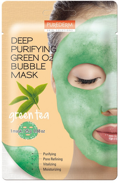 Purederm - Maschera Viso Bubble Purificante Al Tè Verde Confezione 1 Pezzo