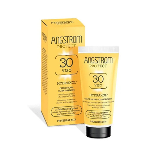 Angstrom Crema Solare Viso Ultra Idratante SPF30 Confezione 50 Ml  Crema solare viso ad alta protezione SPF30, ultra idratante, a rapido assorbimento, con formula leggera e resistente all’acqua. Ideale per pelli sensibili