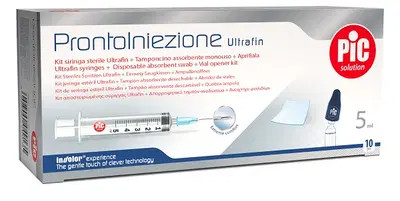 Pic - Prontoiniezione Kit Siringa 5 Ml + Tampone Confezione 10 Pezzi