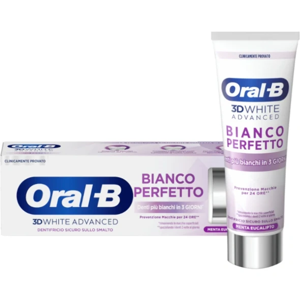 Oral B - 3D White Advanced Dentifricio Bianco Perfetto Confezione 75 Ml