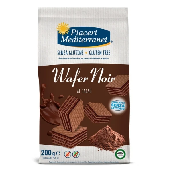 Piaceri Mediterranei - Wafer Noir Al Cacao Senza Glutine Confezione 200 Gr