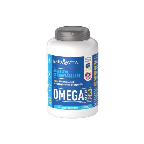 Erbavita - Omega 3 UHC Integratore Alimentare Benessere Cardiovascolare Confezione 120 Perle