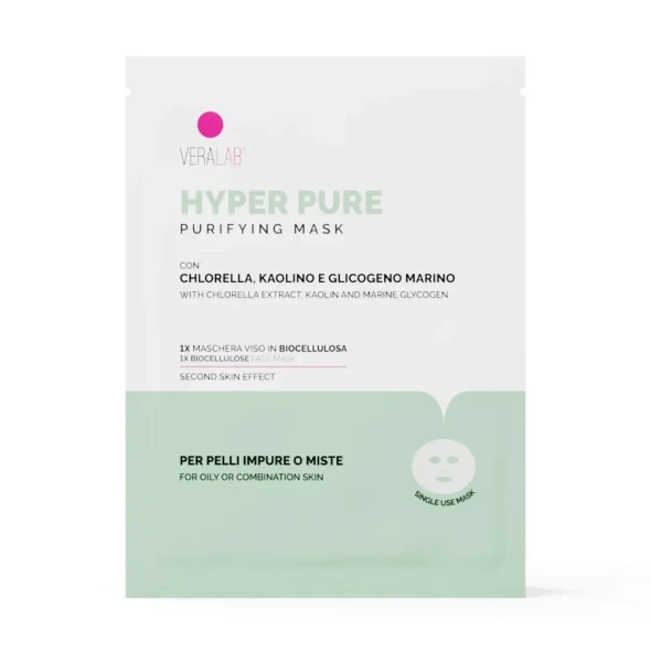Veralab Hyper Pure Mask Maschera Viso Purificante in Biocellulosa Effetto “Second Skin” Confezione 15 Ml