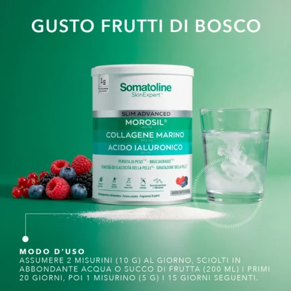 Somatoline - Slim Advanced Integratore Brucia Grassi In Polvere Gusto Frutti Di Bosco Confezione 275 Gr