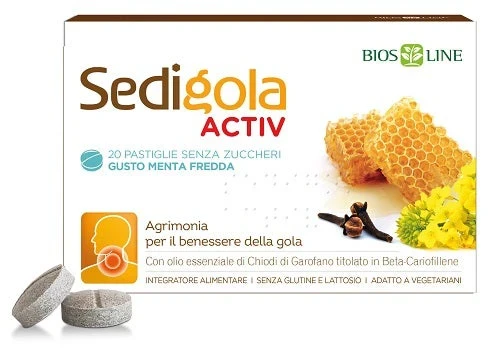 Sedigola - Activ Integratore Per Mal Di Gola Gusto Menta Fredda Confezione 20 Pastiglie