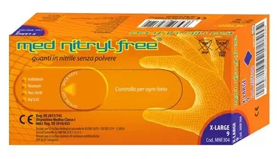 Med - Nitryl Free Guanti In Nitrile Senza Polvere Taglia XL Confezione 100 Pezzi ( Scadenza Prodotto 28/12/2026)