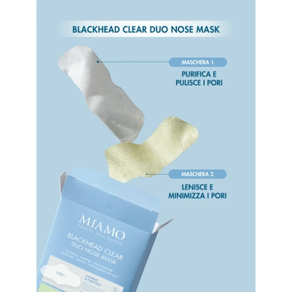 Miamo - Black Head Clear Duo Nose Mask Acnever Maschera Punti Neri e Pori Confezione 5 Trattamenti