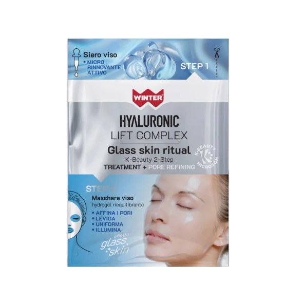 Winter - Hyaluronic Lift Complex Siero Viso + Maschera Hydrogel Glass Skin Ritual Riequilibrante Confezione 2 Pezzi
