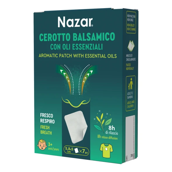 Nazar - Cerotto Balsamico Con Oli Essenziali Aiuta La Respirazione 3+ Confezione 7 Pezzi
