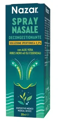 Nazar - Spray Nasale Decongestionante Soluzione Ipertonica 2,2% Confezione 20 Ml