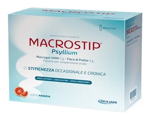 Macrostip - Psyllium Macrogol 4000 Trattamento Della Stipsi Confezione 14 Buste