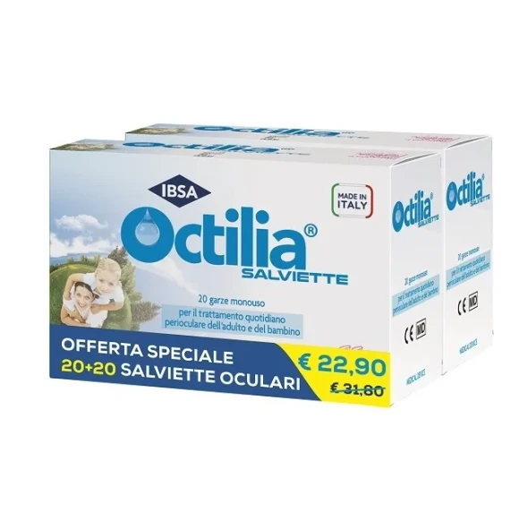 Ibsa - Octilia Salviette Pulizia Perioculare Adulto E Bambino Confezione 20+20 Salviette