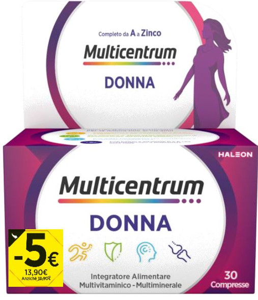 Multicentrum - Donna Integratore Vitamine Donna Under 50 Confezione 30 Compresse PROMO