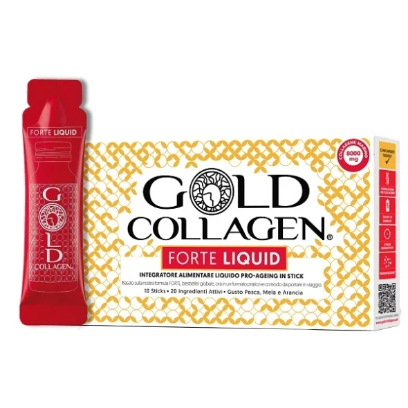 Gold Collagen Forte Liquid Integratore Collagene Pelle Capelli Unghie Confezione 10 Stick