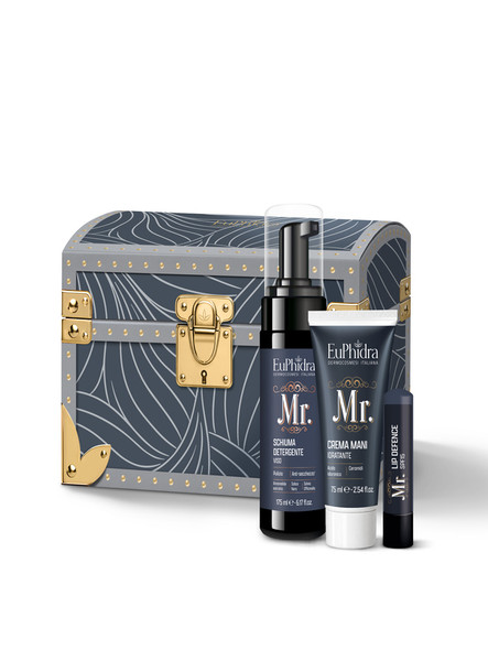 Euphidra - Cofanetto Natale Trottola Di Legno Uomo Schiuma Viso+Crema Mani+Stick Labbra Confezione 3 Pezzi