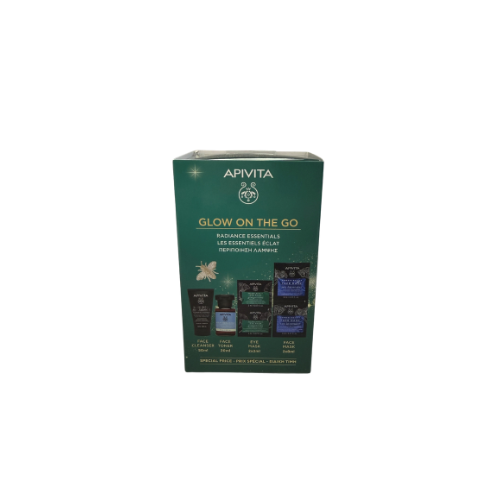Apivita - Cofanetto Natale Glow On The Go Detergente Viso+Tonico+Maschera Occhi E Viso Confezione 4 Pezzi