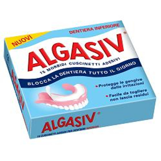 Algasiv - Cuscinetti Per Dentiera Inferiore Tripla Azione Confezione 15 Cuscinetti