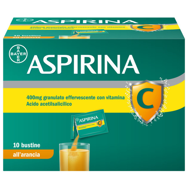 Aspirina - C Per Raffreddore Febbre E Influenza Con Vitamina C Arancia 10 Bustine