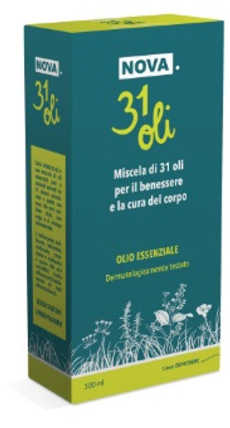 Nova Argentia Olio 31 Oli Benessere e Cura del Corpo
Confezione 100 Ml

Olio da utilizzare quotidianamente in vari contesti come massaggi, risciacqui, bagni di vapore, revitalizzazione dei capelli, idratazione della pelle e pediluviNova Argentia Olio 31 Oli Benessere e Cura del Corpo
Confezione 100 Ml

Olio da utilizzare quotidianamente in vari contesti come massaggi, risciacqui, bagni di vapore, revitalizzazione dei capelli, idratazione della pelle e pediluvi
