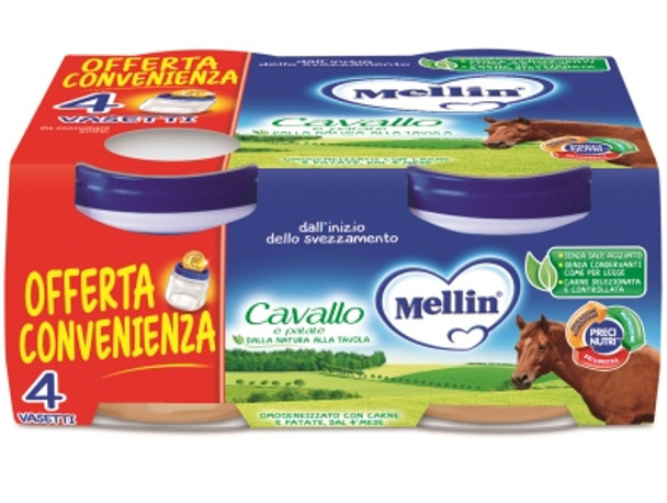Mellin - Omogeneizzato Cavallo E Patate Confezione  4x80 Gr 