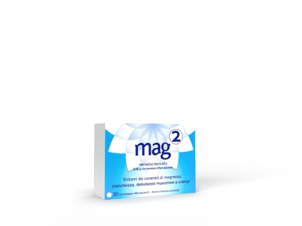 Mag - 2  Integratore Alimentare Magnesio Effervescente 2,25 Gr Benessere Fisico E Mentale Confezione 20 Compresse (Confezione Danneggiata)