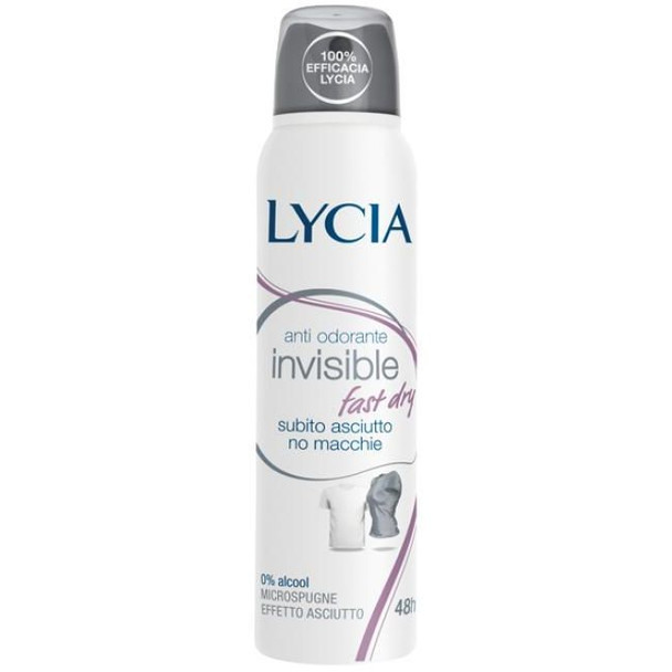 Lycia Spray Fast Dry Anti Macchie Deodorante Confezione 150 Ml  Deodorante 48 ore di protezione invisibile ed efficace