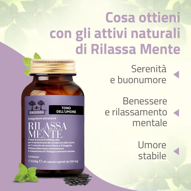 Salugea - Rilassa Mente Buonumore Calma e Lucidità Mentale Confezione 60 Capsule