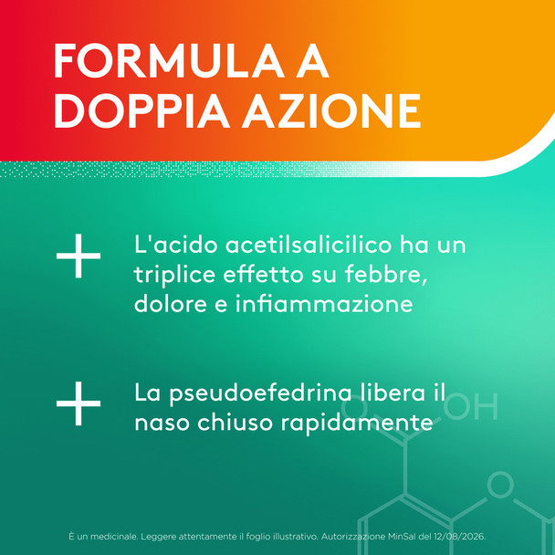 Aspirina - Influenza E Naso Chiuso Antidolorifico Decongestionante Sciogliere in Acqua Fredda e Calda 20 Bustine (Scadenza Prodotto 01/03/2027)