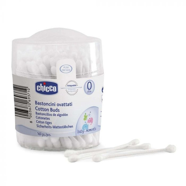 Chicco - Bastoncini Ovattati Cotton Fioc Confezione 160 Pezzi