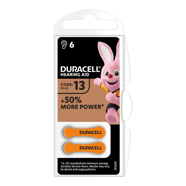 Duracell - Easy Tab Batteria Per Apparecchi Acustici 13 Arancio Confezione 6 Pile