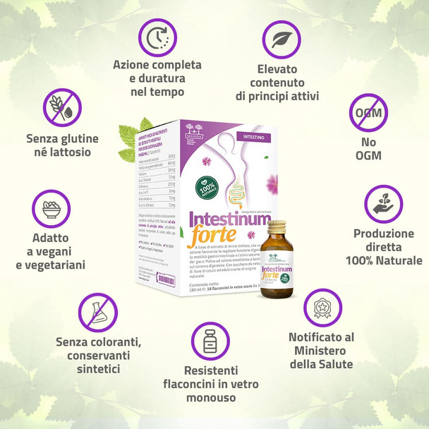 Salugea - Intestinum Forte Integratore Per l’Intestino Confezione 18 Flaconcini (Scadenza Prodotto 28/11/2025)
