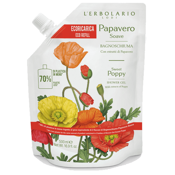 L'Erbolario - Papavero Soave Bagnoschiuma Ricarica Confezione 500 Ml 
