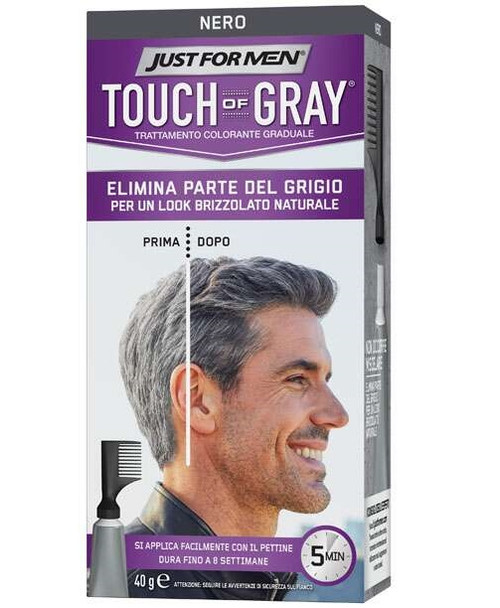 Just For Men - Touch Of Gray Trattamento Colorante Nero Confezione 40 Gr 