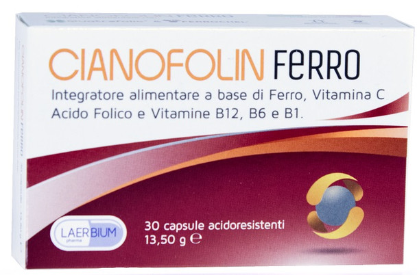 Laerbium Pharma Cianofolin Ferro Integratore Benessere Sistema Nervoso Confezione 30 Capsule