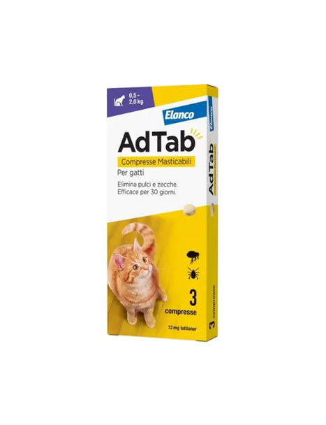 Adtab -  Antiparassitario Gatti 0,5-2 Kg 12 Mg Confezione 3 Compresse
