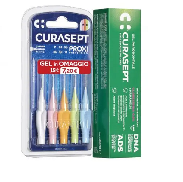 Curasept - Scovolini Proxi Mix Prevention 6 Pezzi + Gel Astringente 30 Ml + Dna  