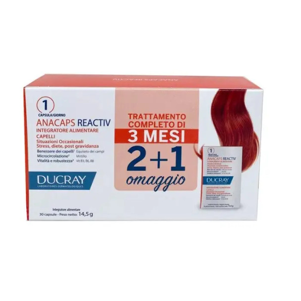 Ducray Anacaps Reactiv Trio Caduta Capelli Occasionale  Confezione 3 Flaconi da 30 Capsule