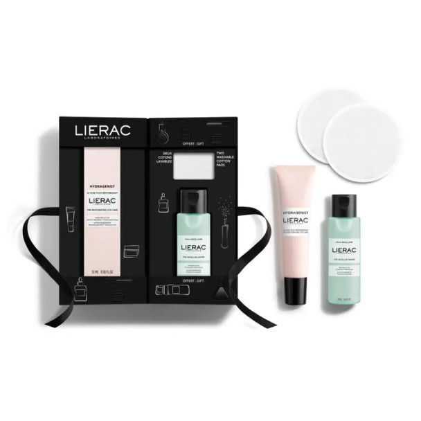 Lierac - Cofanetto Hydragenist Trattamento Occhi Acqua Micellare Pads Struccanti Lavabili Confezione 4 Pezzi