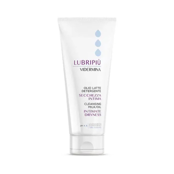 Vidermina Lubripiù Olio Latte Detergente Secchezza Intima pH 4,5 Confezione 50 Ml  Detergente intimo delicato con Acido Ialuronico e attivi lenitivi, specificamente formulato per contrastare la secchezza dei genitali esterni