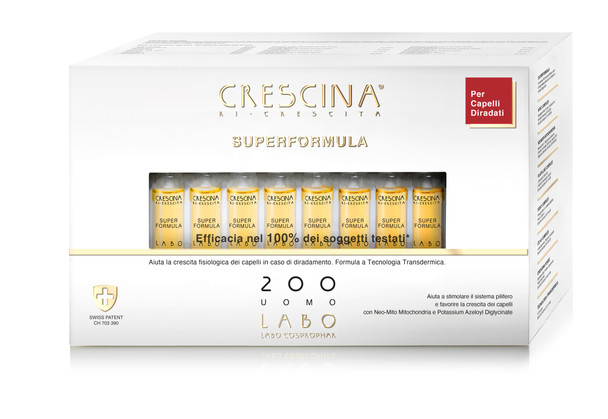 Crescina - Superformula Ricrescita 200 Uomo Confezione 40 Fiale Crescina - Superformula Ricrescita 200 Uomo Confezione 40 Fiale