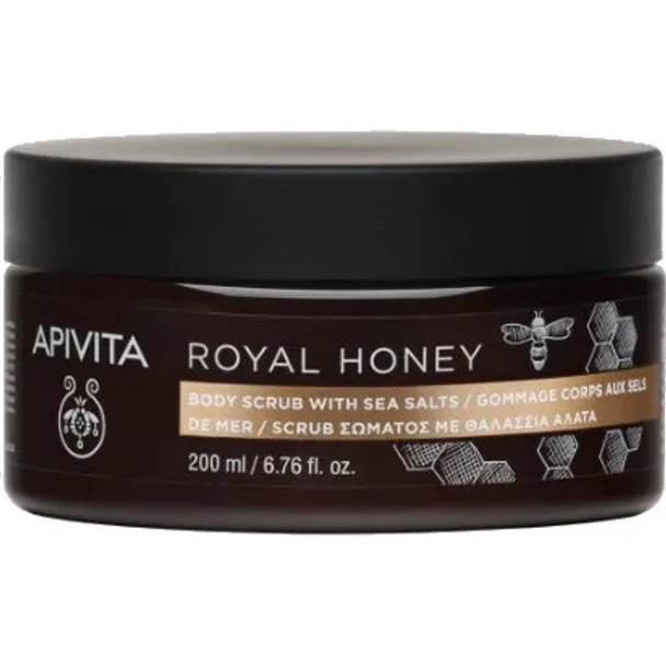 Apivita Royal Honey Scrub Corpo con Sali Marini Confezione 200 Ml  Scrub corpo con sali del Mar Morto e sali di Messolonghi che rimuove delicatamente le cellule morte