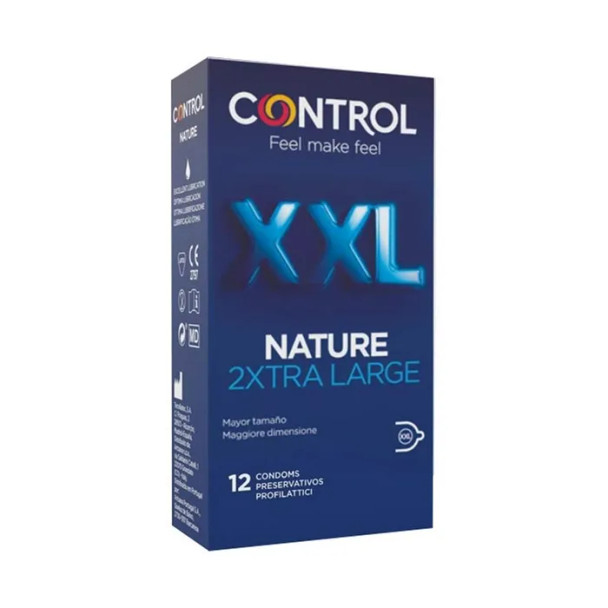 Control XXL Nature 2xtra Large Profilattici Grandi Confezione 12 Pezzi  preservativo extra large, realizzato in lattice naturale, progettato per offrire comfort e una maggiore adattabilità. Con una lunghezza di 200 mm e una larghezza di 60 mm, è ideale per chi cerca un preservativo più grande