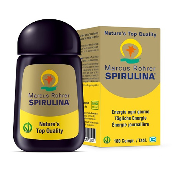 Marcus Rohrer Spirulina Ricarica Integratore Energizzante Confezione 180 Compresse  Integratore alimentare a base di Spirulina, con azione di sostegno e ricostituente