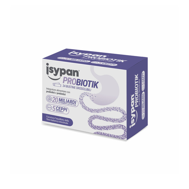 Isypan - Probiotik Fermenti Lattici Integratorie Ripristino Flora Batterica Confezione 24 Bustine Orosolubili