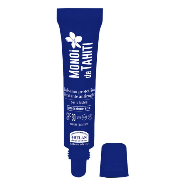 Helan - Monoi de Tahiti Balsamo Labbra Protettivo Idratante Antirughe SPF 30+ Confezione 15 Ml